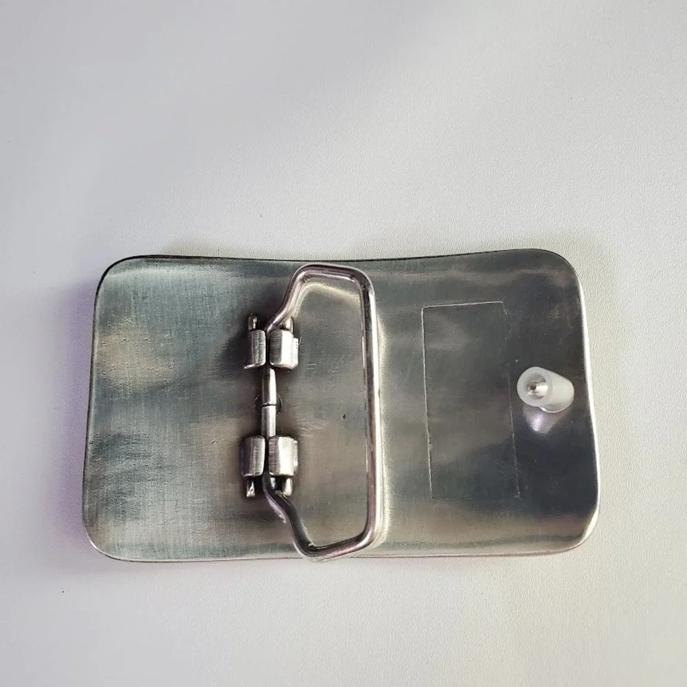 Western Floral Engraved Belt Buckle Two Tone Gold Silver Tone Rectangular